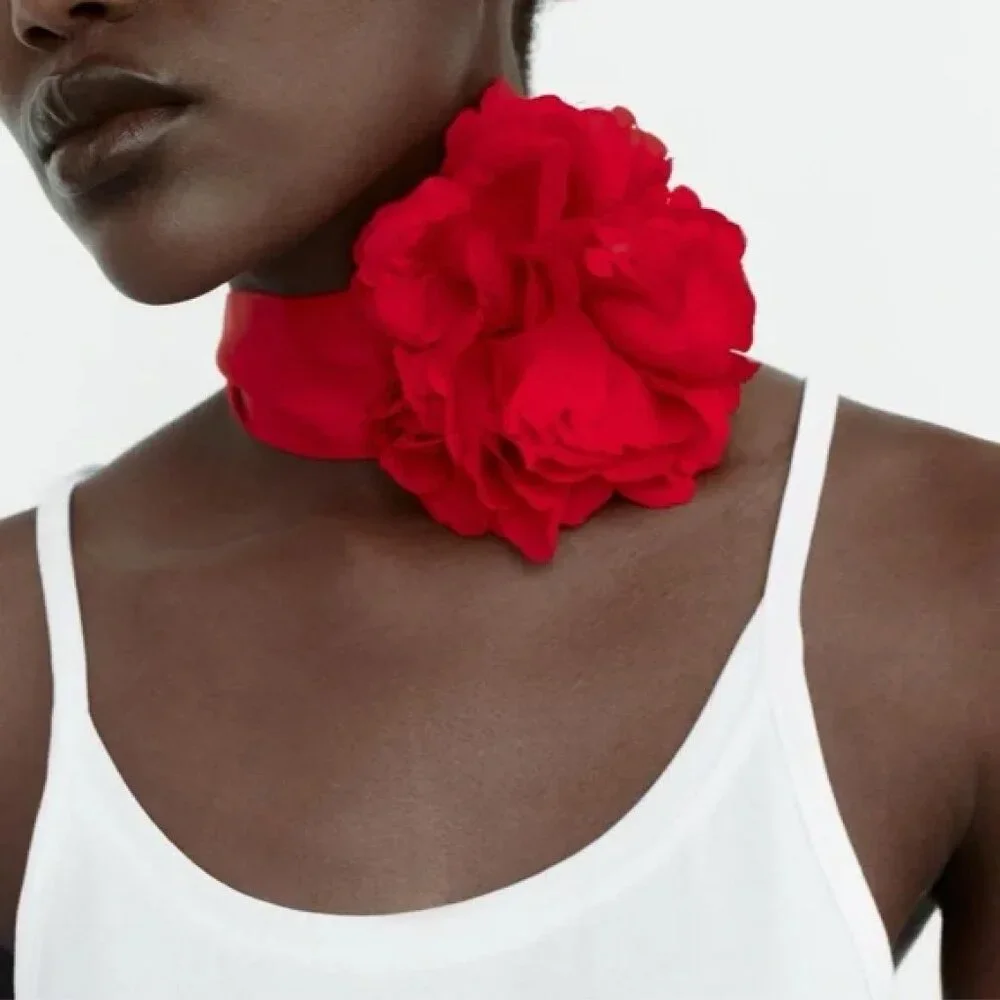 Zara Red Floral Scarf NWT